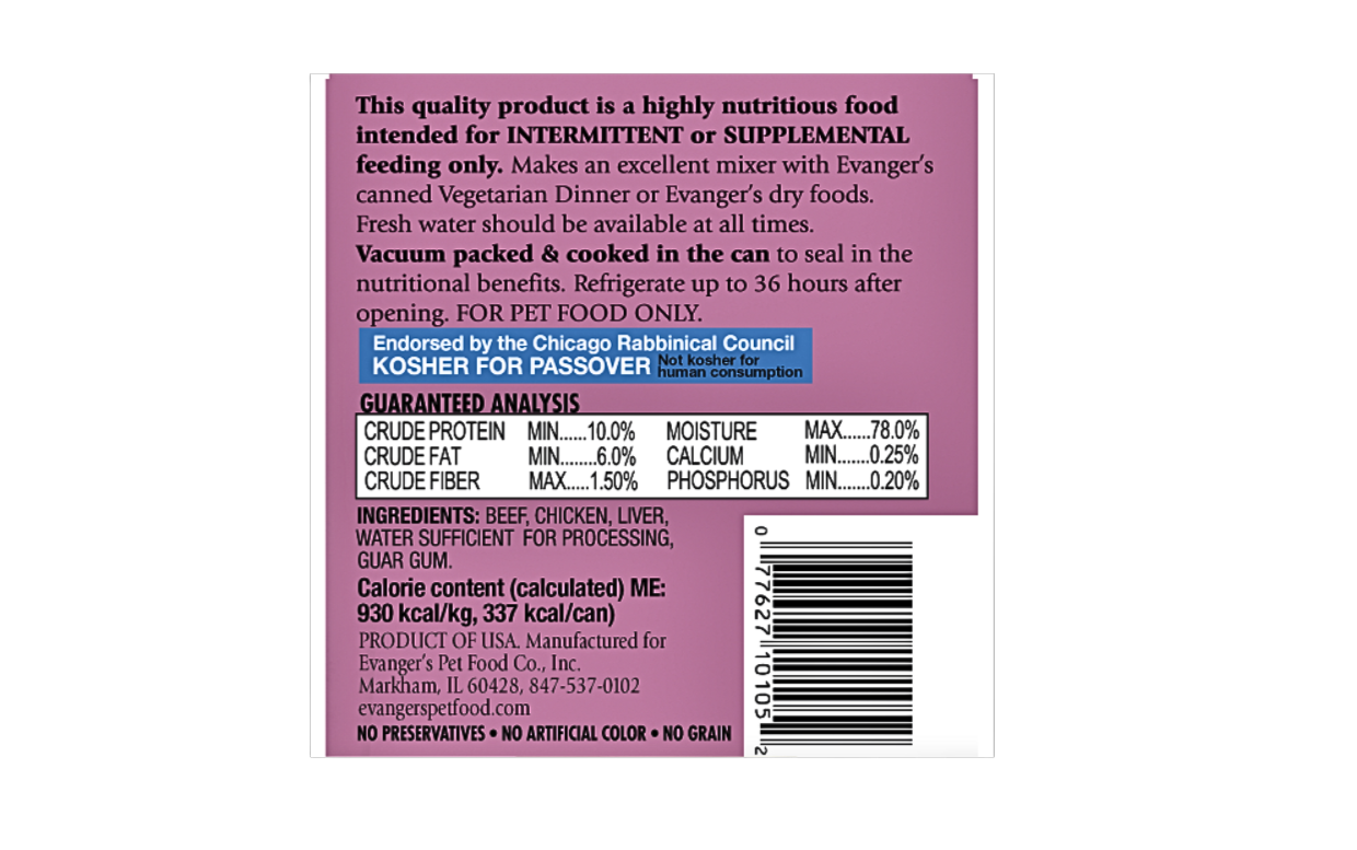 Evanger's Premium Beef with Chicken & Liver Canned Food