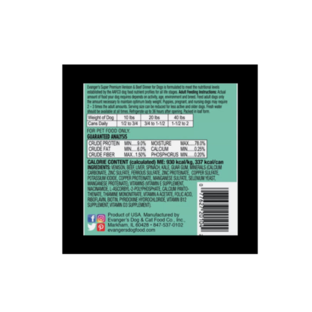 Evanger's Premium Venison & Beef Canned Food