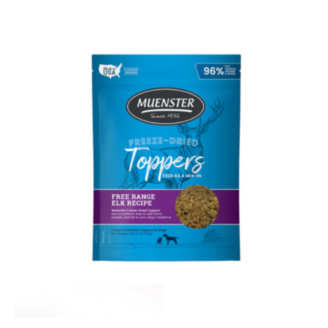 Muenster Freeze-Dried Free Range Elk Recipe Meal Topper For Dogs