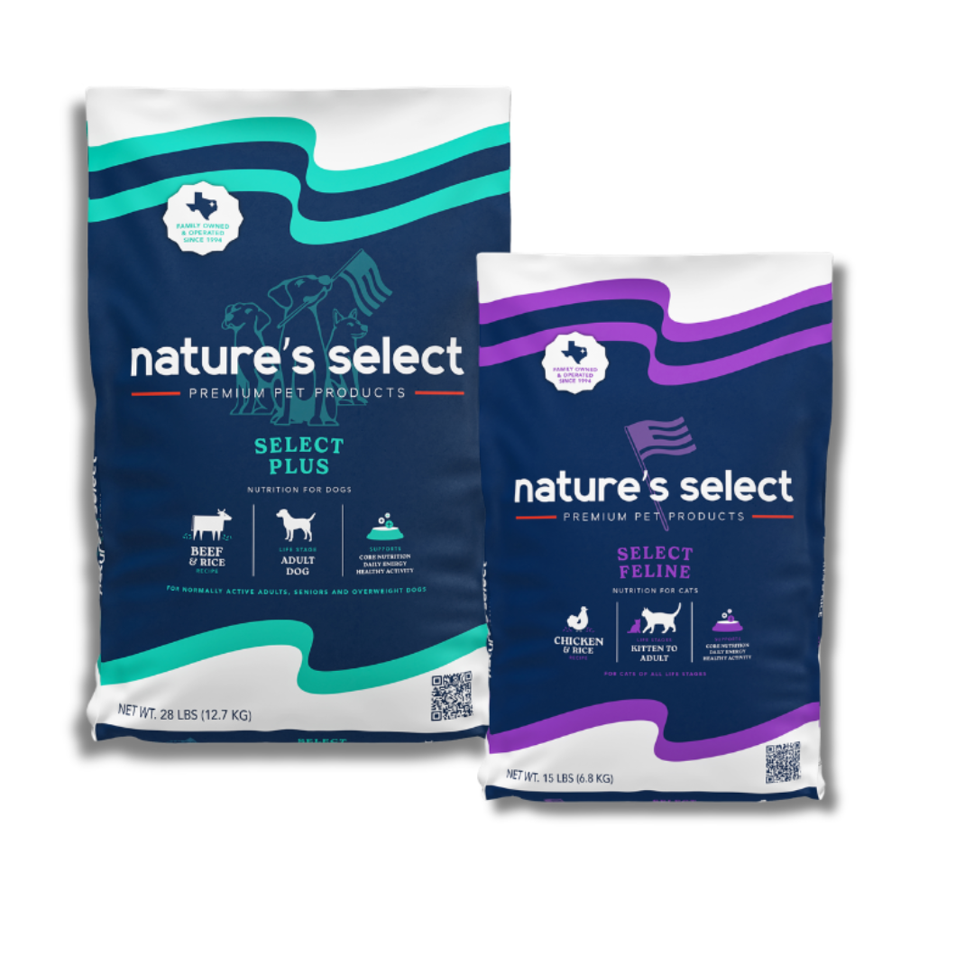 Premium Pet Food Bundle: Select Plus Dog Food & Feline Formula (43 lbs Total - 28 lb & 15 lb Bags)