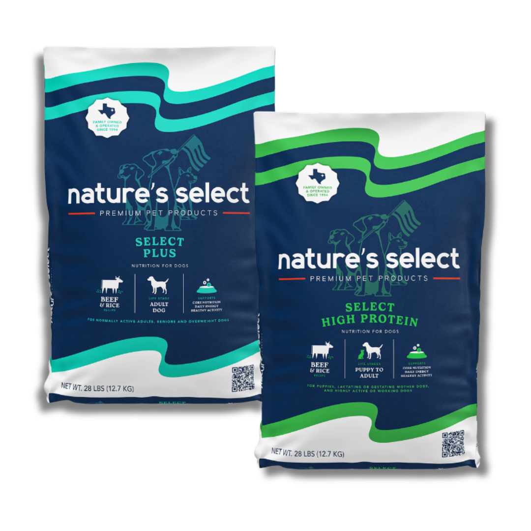 Premium Dog Food Bundle: Select Plus & High Protein Recipes (56 lbs Total - 2 Bags)